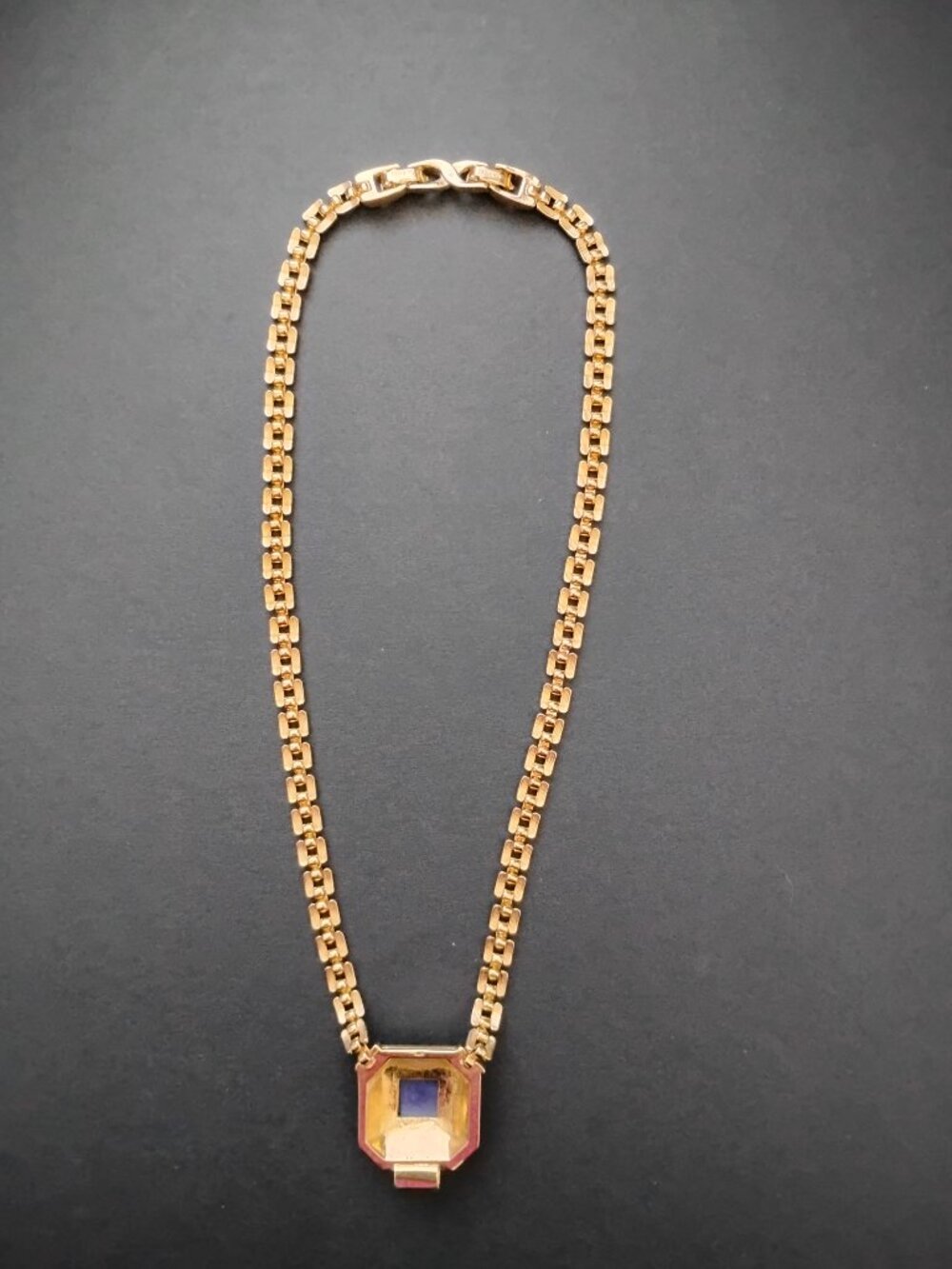 Vintage Nina Ricci D'Orlan 22k Gold Faux Lapis Swarovski Crystal Set Signed - Picture 9 of 10
